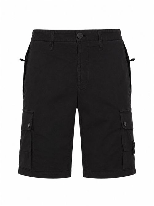 Bermuda L100019 in tela di cotone old effect Nero STONE ISLAND | L100019S0A10V0029